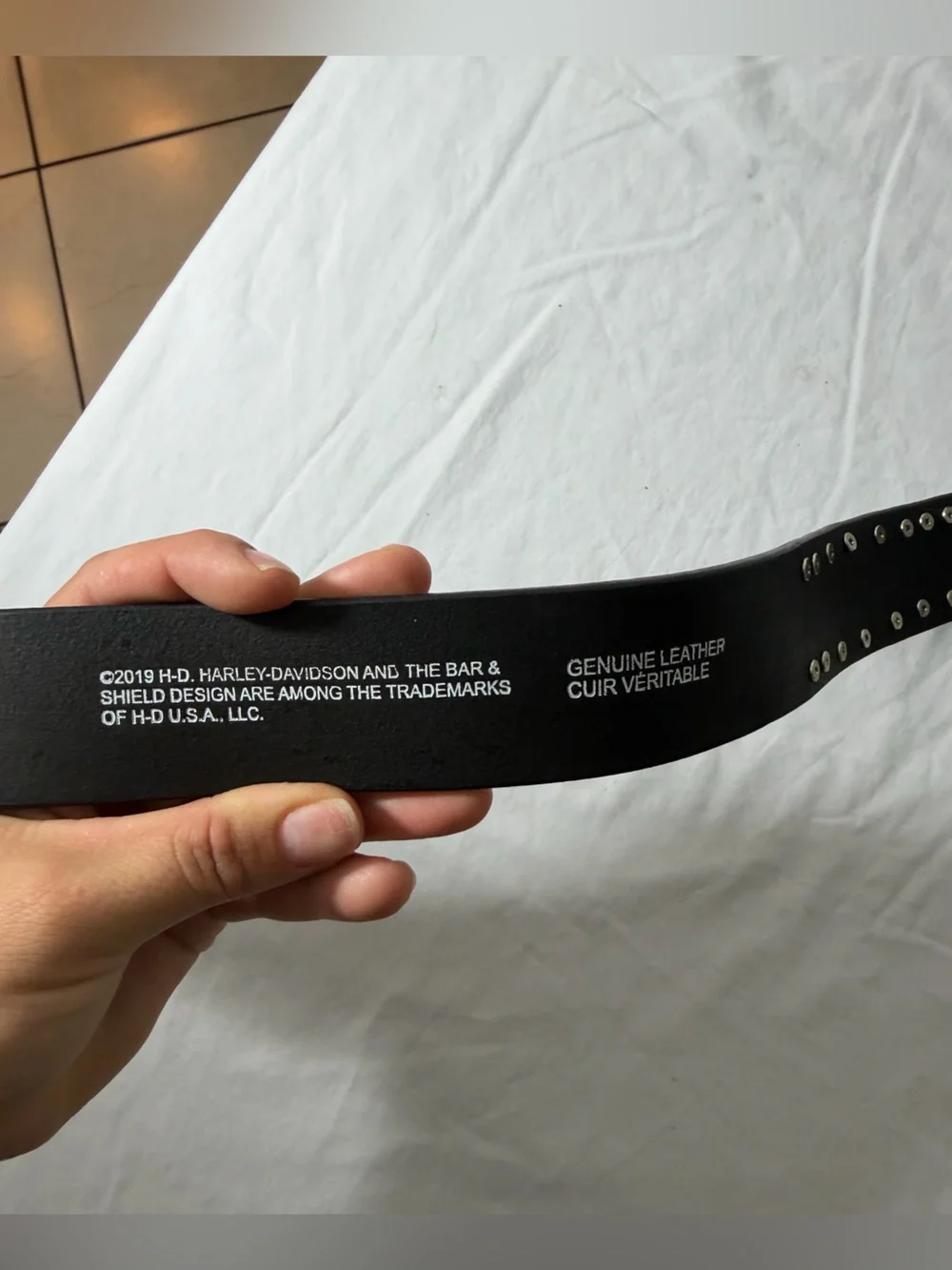Harley-Davidson Black Belt with Crystal Lettering